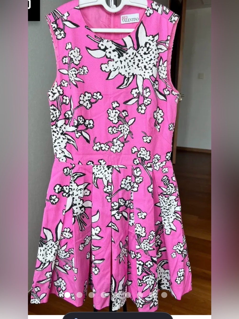 RED Valentino Pink Floral Fit-and-Flare Dress